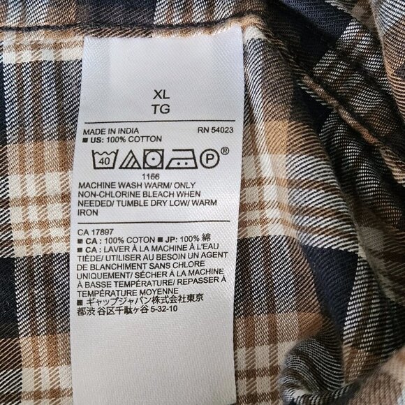 Banana Republic Shirt Mens XL Plaid LS Untucked Fit Pocket Preppy Cottage Casual - Picture 11 of 15